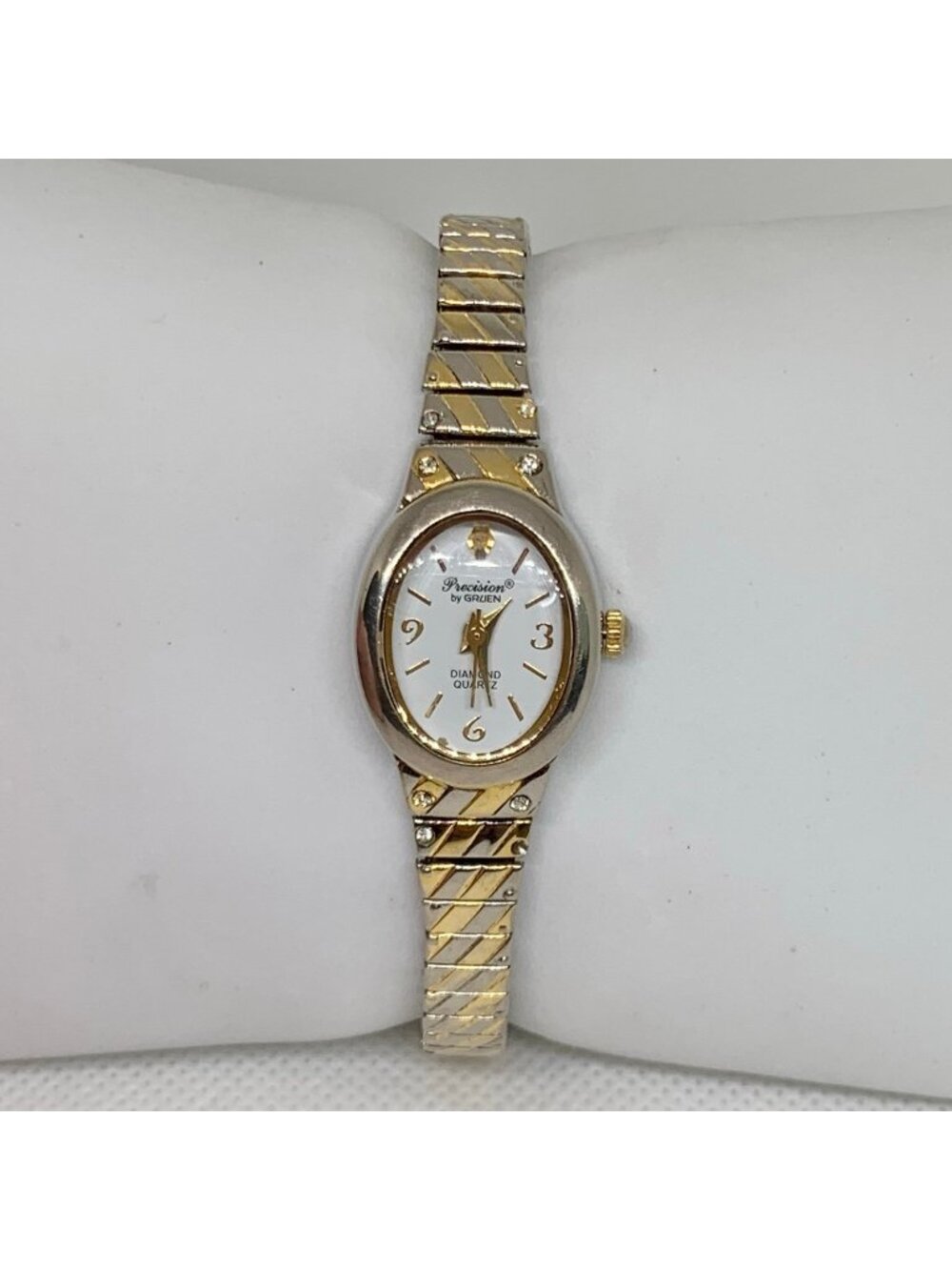 Precision by Gruen diamond quartz women’s watch two tone 18mm size 6” running